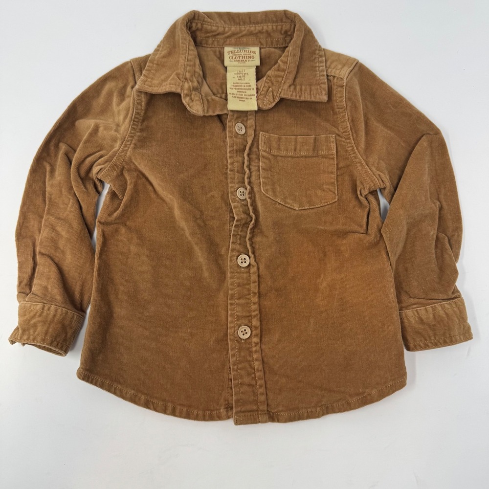 Telluride & Gymboree Shirt & Jacket Kids 2T Brown Green Camo Corduroy Bundle - Picture 2 of 12